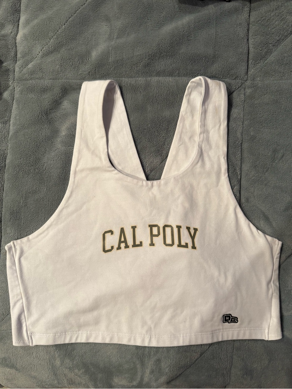 Cal Poly White Crop Halter Top